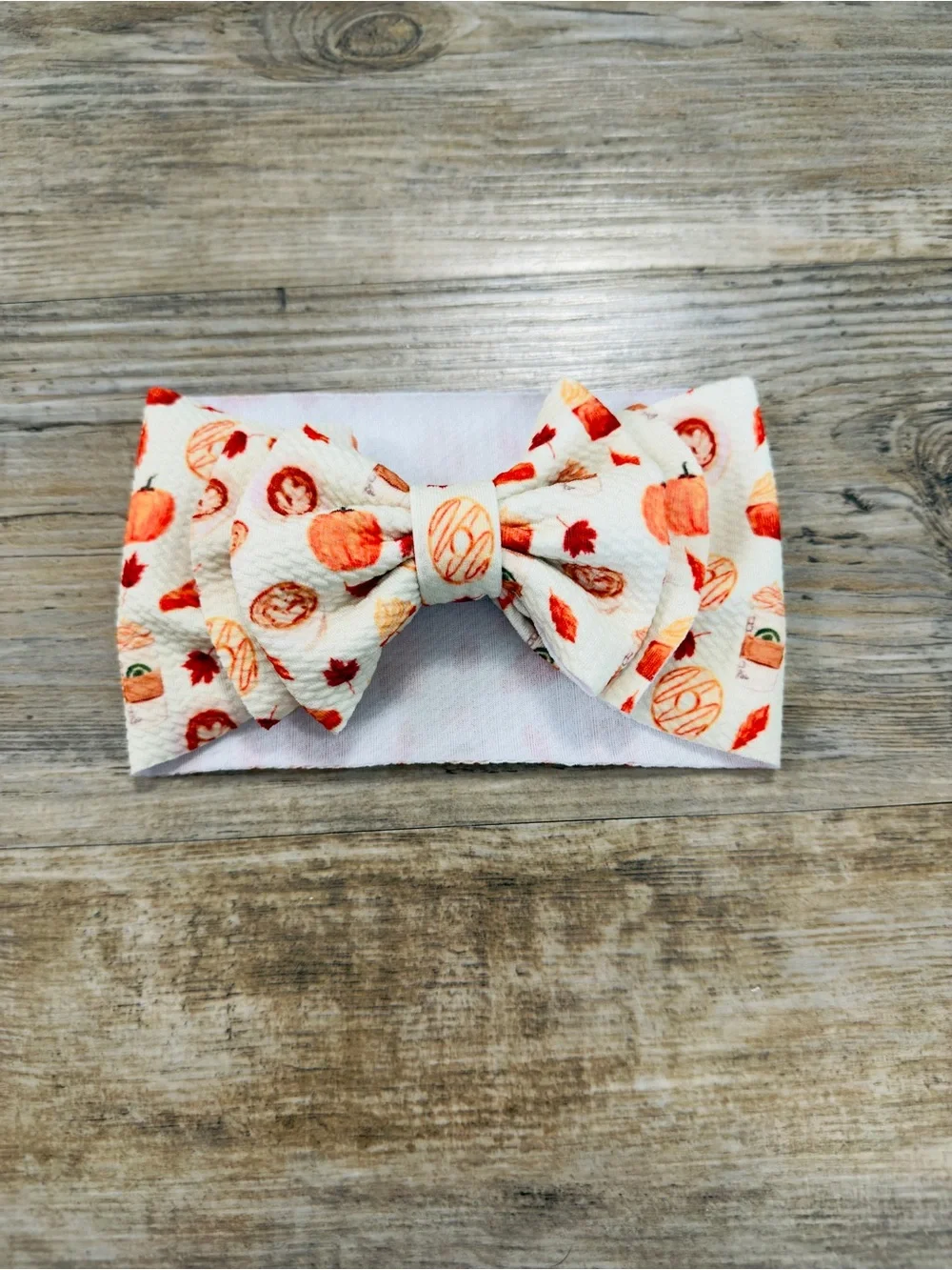 Thanksgiving Pumpkin Big Bow Headband Baby Girl Newborn Cream Orange